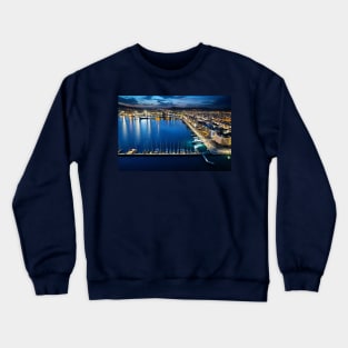 Night view of the port of Volos Crewneck Sweatshirt